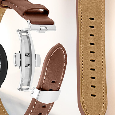 Acheter Avizar Bracelet pour Galaxy Watch 5 / 5 Pro / 4 Cuir véritable Boucle Papillon  camel