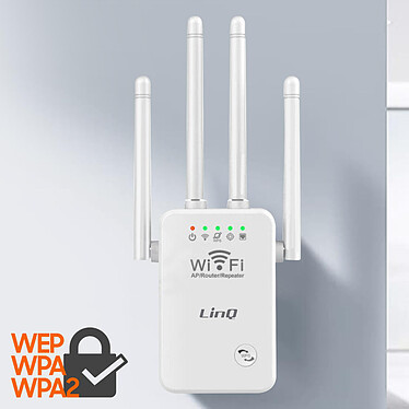 LinQ Extendeur Wifi Sans fil Longue Portée 300Mbps 4 Antennes Réglables  Blanc pas cher
