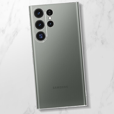 Avizar Coque pour Samsung Galaxy S23 Ultra Silicone Gel Souple avec Verre Trempé Dureté 9H contour noir pas cher