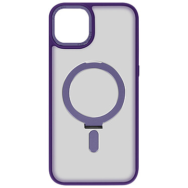 Avizar Coque MagSafe pour iPhone 15 Plus Silicone Gel Anneau Fonction Support  Dos Givré Contour Violet