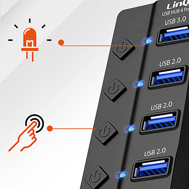 LinQ Hub USB vers USB 3.0 et 3x USB 2.0 Transfert de données 5Gb/s  Noir pas cher