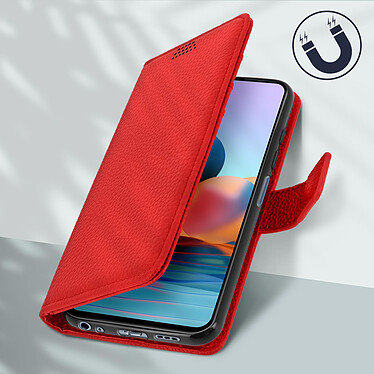 Avizar Housse Xiaomi Redmi Note 10s et Note 10 Porte-carte Fonction Support Vidéo Rouge pas cher