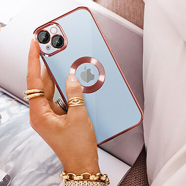 Acheter Avizar Coque iPhone 14 Plus Silicone Souple Bloc Caméra Couvert  Transparent Contour rose Chromé