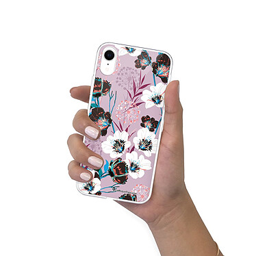 LaCoqueFrançaise Coque iPhone Xr silicone transparente Motif Fleurs parme ultra resistant pas cher