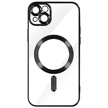 Avizar Coque MagSafe pour iPhone 14 Silicone Protection Caméra  Contour Chromé Noir