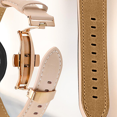 Acheter Avizar Bracelet pour Galaxy Watch 5 / 5 Pro / 4 Cuir véritable Boucle Papillon  rose