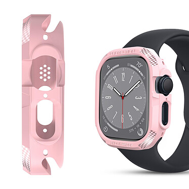 Avizar Coque pour Apple Watch 8 7 45mm et 6 5 4 2 44mm et 3 2 1 45mm Fibre de Carbone  rose pas cher