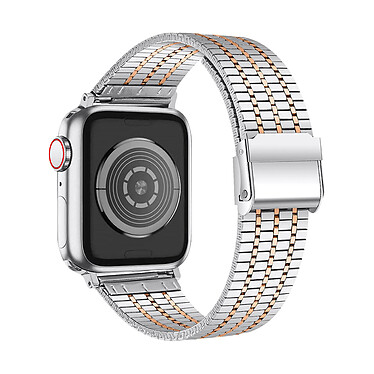 Avizar Bracelet pour Apple Watch 41mm et 40mm et 38 mm Maillons Carré Acier Inoxydable  Argent et Rose gold