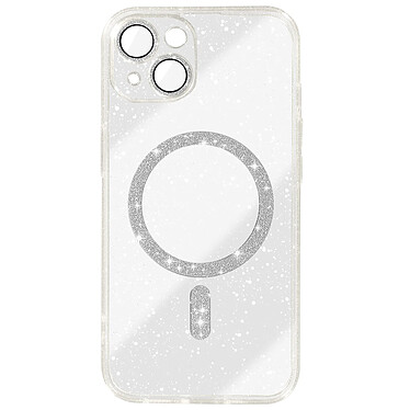 Avizar Coque MagSafe pour iPhone 14 Silicone Pailleté Transparent