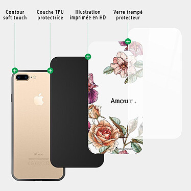 Acheter LaCoqueFrançaise Coque iPhone 7 Plus/ 8 Plus Coque Soft Touch Glossy Amour en fleurs Design