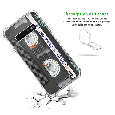 Avis Evetane Coque Samsung Galaxy S10 Plus anti-choc souple angles renforcés transparente Motif Cassette