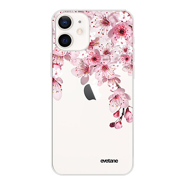 Evetane Coque iPhone 12 mini silicone transparente Motif Cerisier ultra resistant