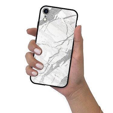 LaCoqueFrançaise Coque iPhone Xr Silicone Liquide Douce noir Marbre gris pas cher