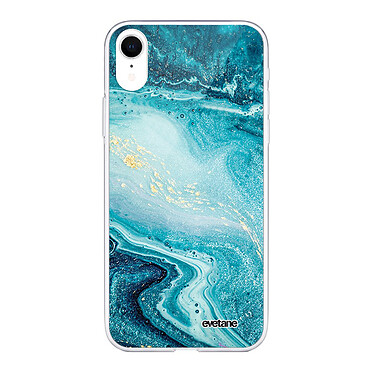 Evetane Coque iPhone Xr silicone transparente Motif Bleu Nacré Marbre ultra resistant