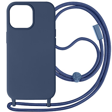 Avizar Coque Cordon pour iPhone 15 Pro Max Semi-Rigide Lanière Tour du Cou 80cm  Bleu Nuit