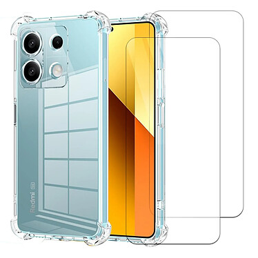 Acheter Evetane Coque Xiaomi Redmi Note 13 5G Antichoc coins renforces Silicone + 2 Vitres en verre trempe Protection ecran