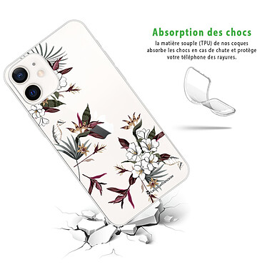 Avis LaCoqueFrançaise Coque iPhone 12 mini silicone transparente Motif Fleurs Sauvages ultra resistant