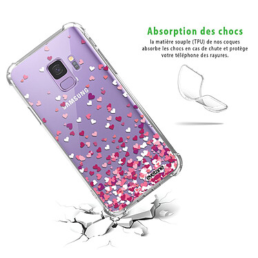Avis Evetane Coque Samsung Galaxy S9 anti-choc souple angles renforcés transparente Motif Confettis De Coeur