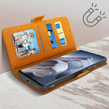 Avizar Étui Xiaomi Mi 11 Ultra 5G Portefeuille Support Vidéo Languette Magnétique Camel pas cher