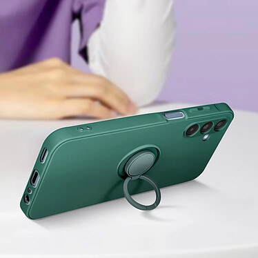 Avizar Coque pour Samsung Galaxy A15 Bague Support Silicone Flexible Vert Foncé pas cher