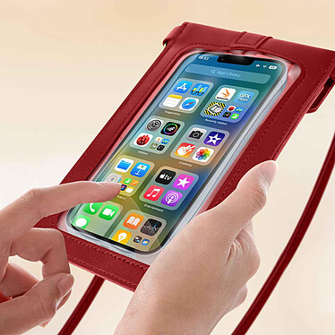 Avis Avizar Sac Bandoulière pour Smartphone Fenêtre Tactile avec Sangle 1.40m  rouge