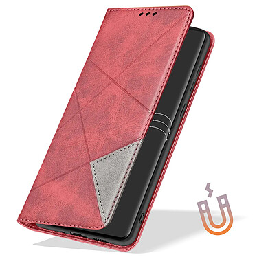 Avizar Étui pour Honor Magic 6 Lite 5G Portefeuille Support Motif prisme Rouge pas cher