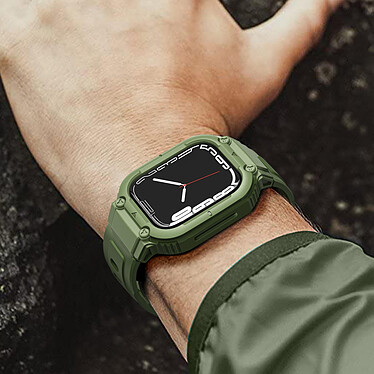 Avizar Bracelet pour Apple Watch Ultra 49mm Silicone Bumper Ajustable  Vert pas cher