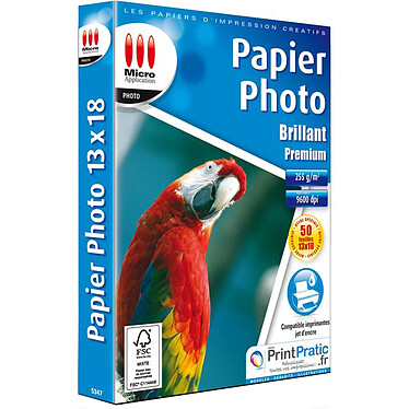Micro Application - Pack premium papier photo brillant Micro Application 13X18