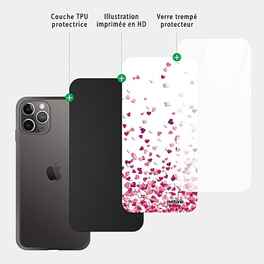 Acheter Evetane Coque en verre trempé iPhone 11 Pro Max Confettis De Coeur