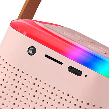 Acheter Avizar Mini Enceinte Bluetooth LED avec Micro Sans Fil Kit Karaoke Portable Rose Poudré