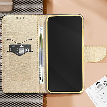 Avizar Étui pour Samsung Galaxy S23 Clapet Portefeuille et Support Vidéo avec Languette Magnétique  Noir / Doré pas cher