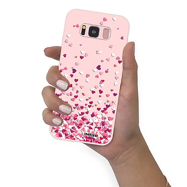 Evetane Coque Samsung Galaxy S8 Silicone Liquide Douce rose pâle Confettis De Coeur pas cher