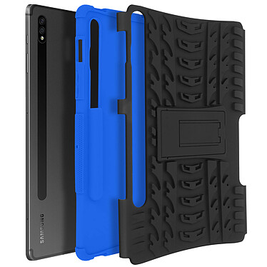 Avizar Coque pour Samsung Galaxy Tab S7 11.0 et Tab S8 Protection Bi-matière avec Béquille Support Noir et Bleu