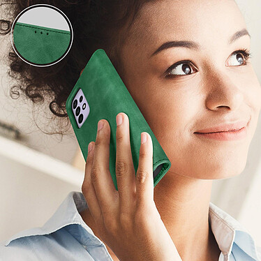 Forcell Housse pour Samsung Galaxy A33 5G Effet Daim Clapet Portefeuille Support Vidéo  Vert pas cher