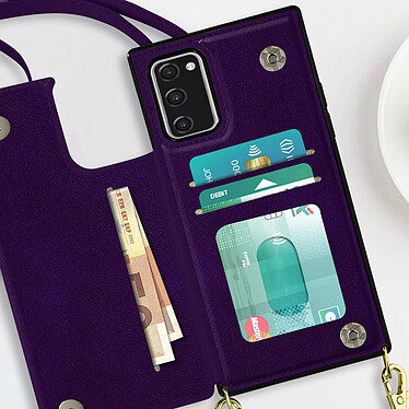 Avis Avizar Coque Cordon Samsung S20 FE avec Porte-cartes Support Vidéo Lanière violet foncé