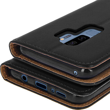 Avizar Étui Galaxy S9 Plus Housse cuir portefeuille clapet coque silicone noir pas cher