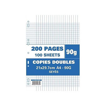 Etui 50 Copies Doubles perforées 200 pages 90g Seyès 21x29,7 Blanc