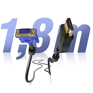 Avizar Câble HDMI Mâle vers VGA Mâle 15 Broches 1.8m Transmission Audio et Vidéo  Noir pas cher