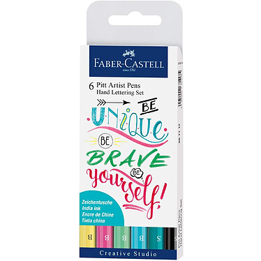 FABER-CASTELL Etui de 6 Feutres PITT artist pen Lettering pastel