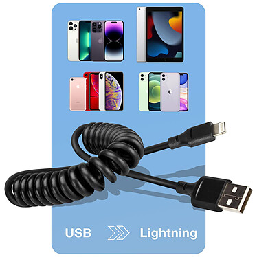 Avis Avizar Câble USB vers Lightning 2.4A Extensible de 35cm à 80cm Charge Rapide  Noir