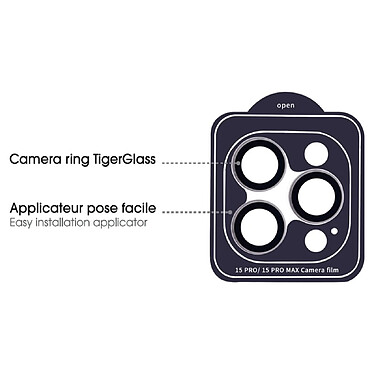 Avis Tiger Protège-caméra pour Apple iPhone 15 Pro / Pro Max Ring Antichoc Transparent