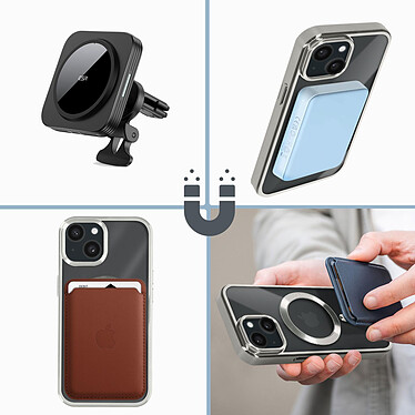Avis Avizar Coque MagSafe pour iPhone 15 Plus Silicone Protection Caméra  Contour Chromé Argent