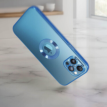 Avis Avizar Coque iPhone 12 Pro Silicone Bloc Caméra Couvert  Transparent Contour Bleu Chromé