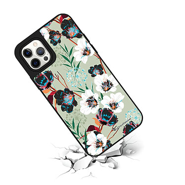 Avis LaCoqueFrançaise Coque iPhone 12/12 Pro miroir Fleurs vert d'eau Design