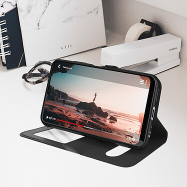 Acheter Avizar Housse Samsung Galaxy A22 5G avec Double Fenêtre Support Vidéo noir