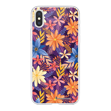 LaCoqueFrançaise Coque iPhone X/Xs 360 intégrale Fleurs violettes et oranges Tendance