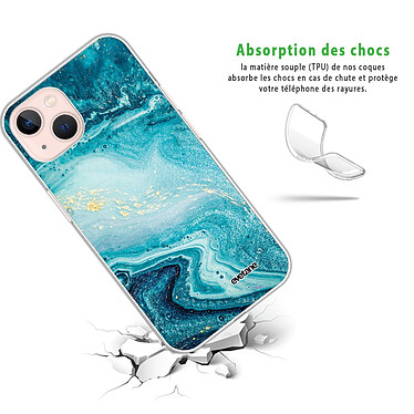 Avis Evetane Coque iPhone 13 360 intégrale transparente Motif Bleu Nacré Marbre Tendance