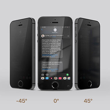 Acheter Force Glass Verre Trempé pour iPhone 5, 5C, 5s et SE 2016 Anti-espion Garantie à vie  Noir