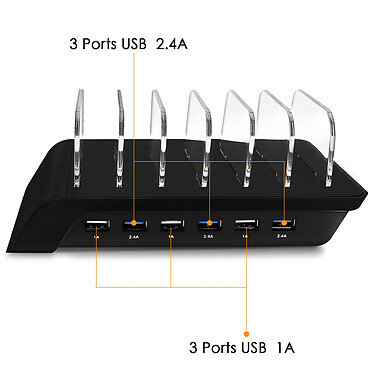 Acheter Station de charge Multi-appareils Base de charge 10.2 A 6 Ports USB 7x Supports