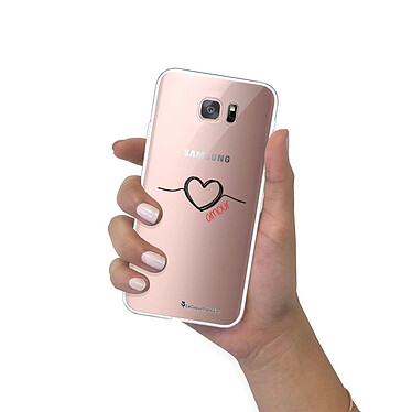 LaCoqueFrançaise Coque Samsung Galaxy S7 Edge 360 intégrale transparente Motif Coeur Noir Amour Tendance pas cher